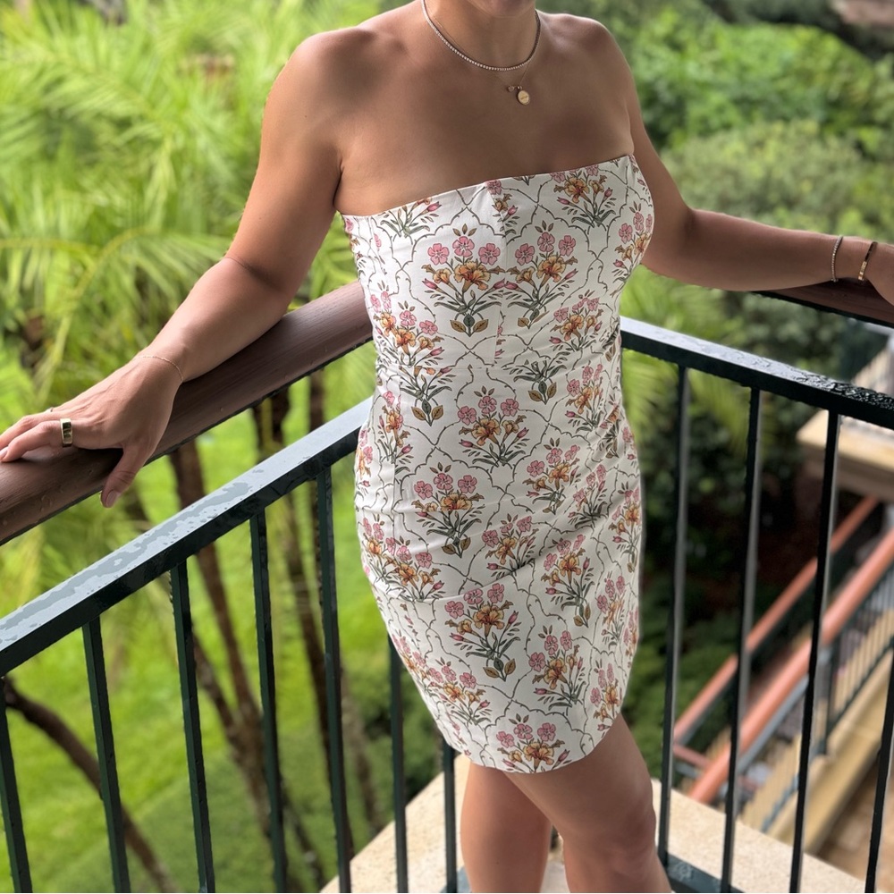 Favorite Daughter Strapless Floral Dress - White and Pink